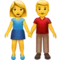 男女手牵手 iPhone 上的表情符号 (iOS 10.3)
