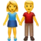 男女手牵手 iPhone 上的表情符号 (iOS 14.2)