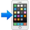 Mobiltelefon med pil emoji på iPhone (iOS 9.1)