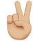 Victory Hand: Medium-Light Skin Tone emoji on iPhone