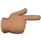 Backhand Index Pointing Right: Medium Skin Tone emoji on iPhone