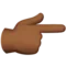 Backhand Index Pointing Right: Medium-Dark Skin Tone emoji on iPhone