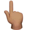 Baghånds pegefinger peger opad: Mellem hudtone emoji på Apple iOS 13.2