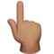 Backhand Index Pointing Up: Medium Skin Tone emoji on Apple iOS 17.4