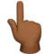 Backhand Index Pointing Up: Medium-Dark Skin Tone emoji on iPhone