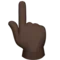Backhand Index Pointing Up: Dark Skin Tone emoji on Apple iOS 17.4