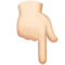 Backhand Index Pointing Down: Light Skin Tone emoji on Apple iOS 13.2