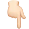 Backhand Index Pointing Down: Light Skin Tone emoji on iPhone