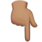 Backhand Index Pointing Down: Medium Skin Tone emoji on Apple iOS 13.2