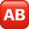 Bouton AB (Groupe sanguin) emoji sur iPhone (iOS 13.2)