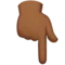 Backhand Index Pointing Down: Medium-Dark Skin Tone emoji on iPhone