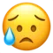 Sad but Relieved Face emoji on Apple iOS 10.0