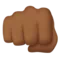 Oncoming Fist: Medium-Dark Skin Tone emoji on iPhone (iOS 13.1)