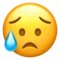 Sad but Relieved Face emoji on Apple iOS 17.4