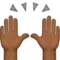Raising Hands: Medium-Dark Skin Tone emoji on Apple iOS 17.4