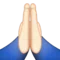Vikta händer: Ljus hudton emoji på iPhone (iOS 9.1)