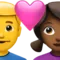 Kalpli Çift - Erkek: Ten Rengi Belirtilmemiş, Kadın: Orta-Koyu Ten Rengi iPhone üzerinde emoji (iOS 17.4)