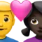 Kalpli Çift - Erkek: Ten Rengi Belirtilmemiş, Kadın: Koyu Ten Rengi iPhone üzerinde emoji (iOS 17.4)