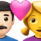 Kalp Şeklinde Çift - Erkek: Açık Tenli, Kadın: Ten Rengi Belirtilmemiş iPhone üzerinde emoji (iOS 17.4)