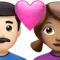 Couple With Heart - Man: Light Skin Tone, Woman: Medium Skin Tone emoji on iPhone (iOS 16.4)