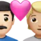 心形情侣：男士、人物、浅肤色、中等偏浅肤色 iPhone 上的表情符号 (iOS 14.6)