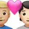 Kalpli Çift: Erkek, Kişi, Orta Açık Ten Tonu, Açık Ten Tonu iPhone üzerinde emoji (iOS 17.4)