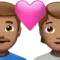 ハートのカップル：男性、人物、ミディアムスキントーン iPhoneの絵文字