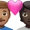心形情侣：男士、人物、中等肤色、深色肤色 iPhone 上的表情符号 (iOS 14.6)
