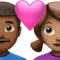 Couple With Heart - Man: Medium-Dark Skin Tone, Woman: Medium Skin Tone emoji on iPhone (iOS 16.4)
