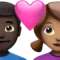Cặp đôi yêu nhau - Nam: Da sẫm màu, Nữ: Da trung bình emoji trên iPhone (iOS 15.4)