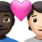 Cặp đôi có trái tim: Đàn ông, Cá nhân, Da tối màu, Da sáng màu emoji trên iPhone (iOS 15.4)