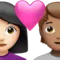 Par med hjärta: Kvinna, Person, Ljus hudton, Mellan hudton emoji på iPhone (iOS 16.4)