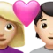 Cuplu cu inimă: Femeie, Persoană, Ten mediu-deschis, Ten deschis emoji pe iPhone (iOS 15.4)