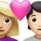 Kalpli Çift: Kadın, Kişi, Orta Açık Ten Tonu, Açık Ten Tonu iPhone üzerinde emoji (iOS 17.4)
