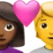 Kalpli Çift: Kadın, Kişi, Orta-Koyu Ten Tonu, Ten Tonu Yok iPhone üzerinde emoji (iOS 17.4)