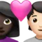 Par med hjärta: Kvinna, Person, Mörk hudton, Ljus hudton emoji på iPhone (iOS 16.4)