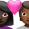 Kalpli Çift: Kadın, Kişi, Koyu Ten Tonu, Orta-Koyu Ten Tonu iPhone üzerinde emoji (iOS 17.4)