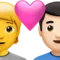Cuplu cu inimă: Persoană, Bărbat, Fără ten, Ten deschis emoji pe iPhone (iOS 15.4)