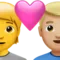 Kalpli Çift: Kişi, Erkek, Ten Rengi Belirtilmemiş, Orta Açık Ten Rengi iPhone üzerinde emoji (iOS 17.4)