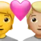 Kalpli Çift: Kişi, Kişi, Ten Rengi Belirtilmemiş, Orta Açık Ten Rengi iPhone üzerinde emoji (iOS 17.4)