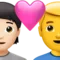 Cuplu cu inimă: Persoană, Bărbat, Ten deschis la culoare, Fără ten emoji pe iPhone (iOS 15.4)