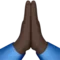 Folded Hands: Dark Skin Tone emoji on iPhone