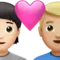 心形情侣：人物，男性，浅肤色，中等偏浅肤色 iPhone 上的表情符号 (iOS 14.6)