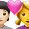 Kalpli Çift: Kişi, Kadın, Açık Tenli, Tensiz iPhone üzerinde emoji (iOS 17.4)
