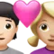 Cuplu cu inimă: Persoană, Femeie, Ten deschis, Ten mediu-deschis emoji pe iPhone (iOS 15.4)
