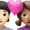 Cuplu cu inimă: Persoană, Femeie, Ten deschis, Ten mediu emoji pe iPhone (iOS 15.4)