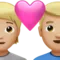 Par med hjärta: Person, Man, Mellanljus hudton emoji på iPhone (iOS 16.4)