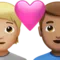 Kalpli Çift: Kişi, Erkek, Açık Ten Rengi, Orta Ten Rengi iPhone üzerinde emoji (iOS 17.4)