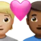 Par med hjärta: Person, Man, Mellanljus hudton, Mellanmörk hudton emoji på iPhone (iOS 16.4)