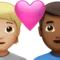 Kalpli Çift: Kişi, Erkek, Açık Ten Rengi, Koyu Ten Rengi iPhone üzerinde emoji (iOS 17.4)